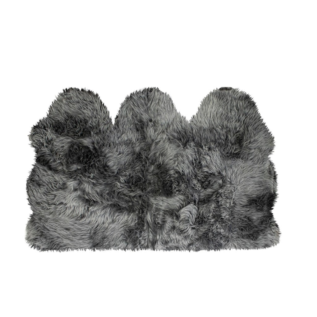 3' X 5' Gray Natural Sheepskin Area Rug-Area Rugs-DECOROLALA