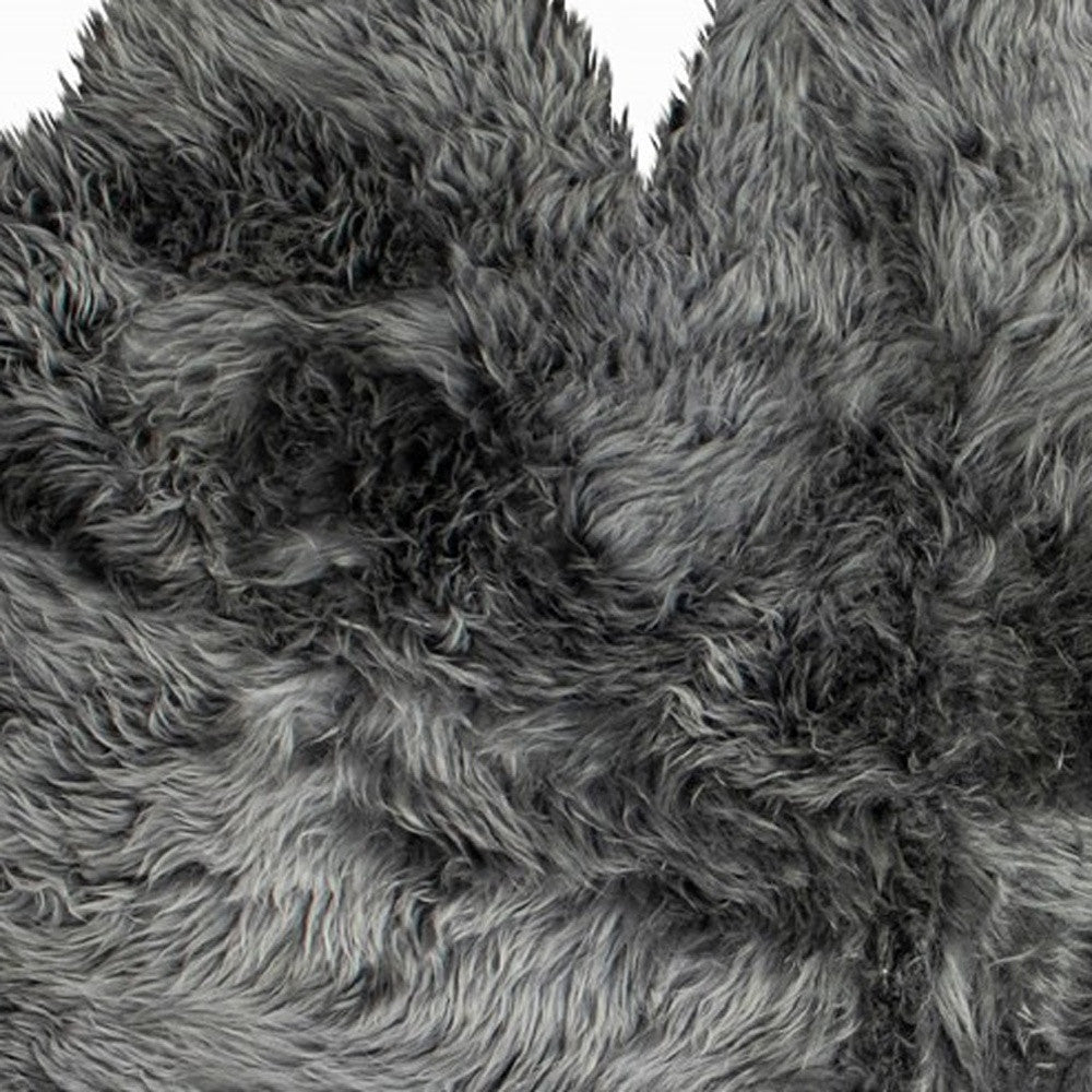 3' X 5' Gray Natural Sheepskin Area Rug-Area Rugs-DECOROLALA