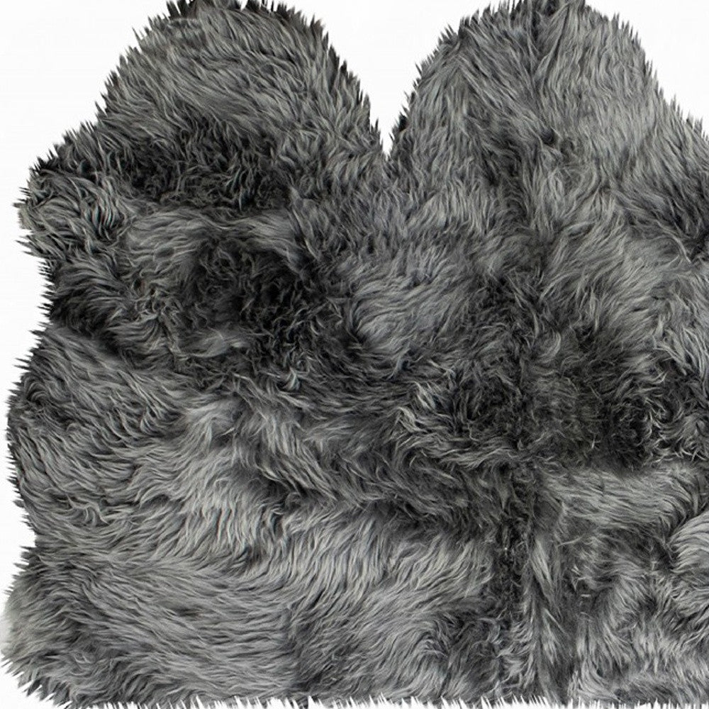 3' X 5' Gray Natural Sheepskin Area Rug-Area Rugs-DECOROLALA