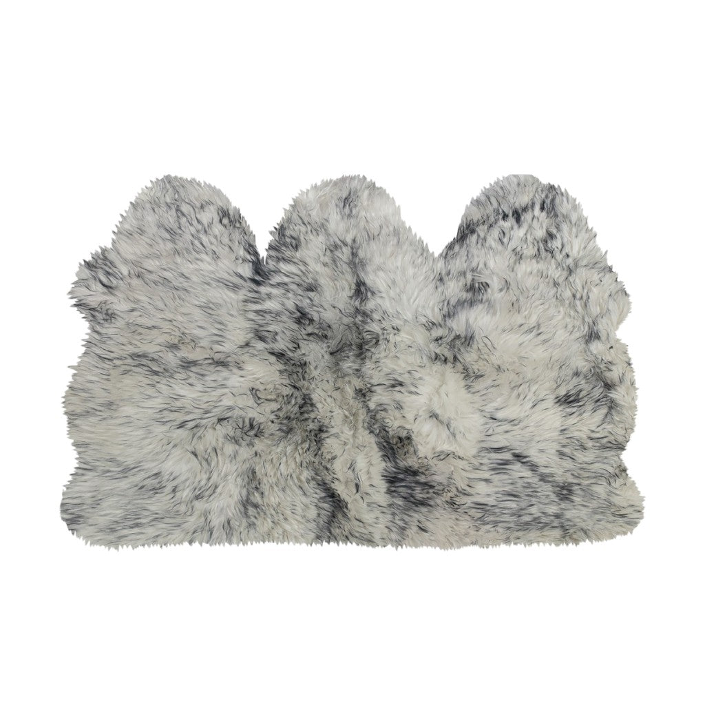 3' X 5' Gray Ombre Natural Sheepskin Area Rug-Area Rugs-DECOROLALA