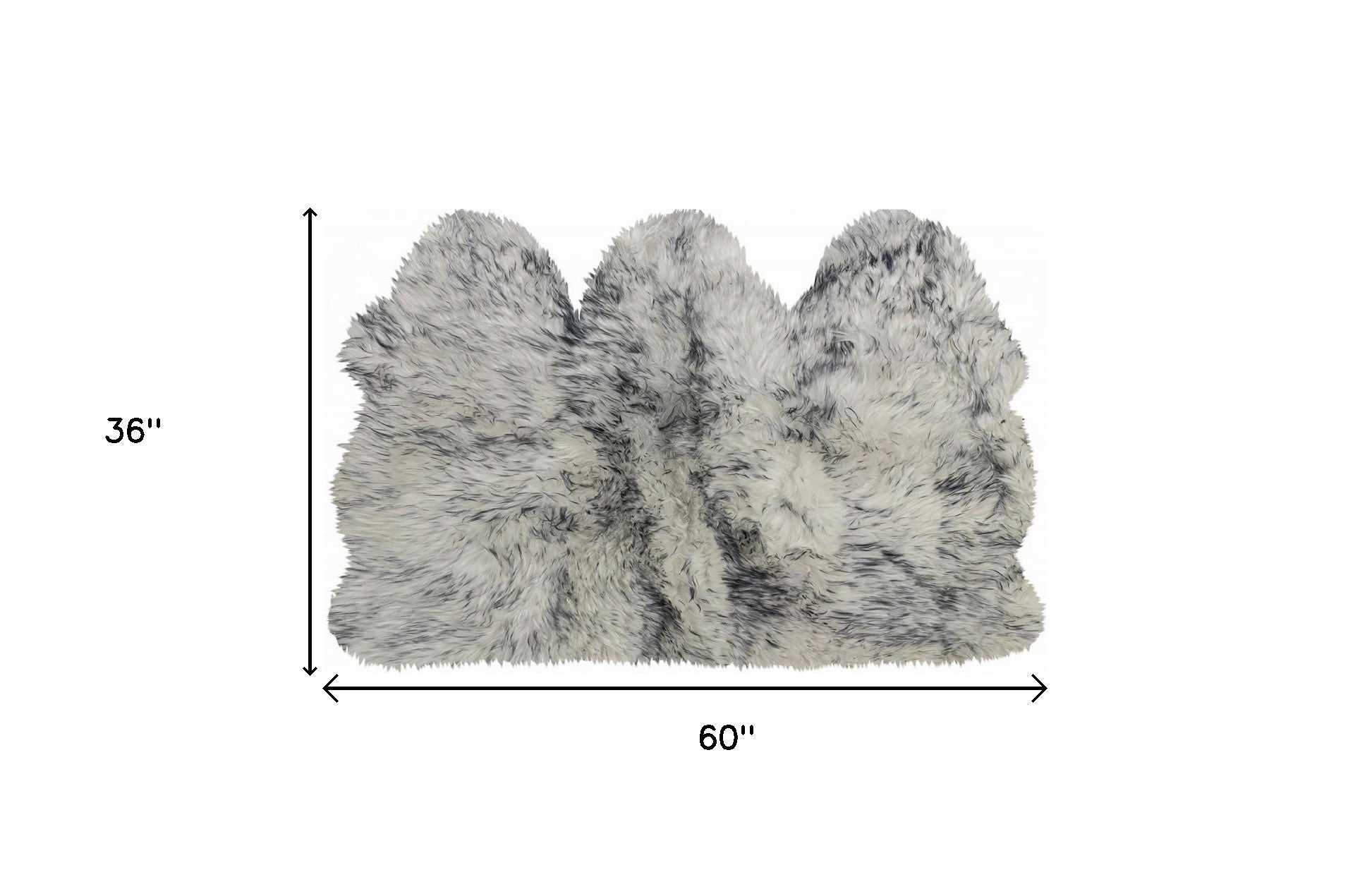 3' X 5' Gray Ombre Natural Sheepskin Area Rug-Area Rugs-DECOROLALA