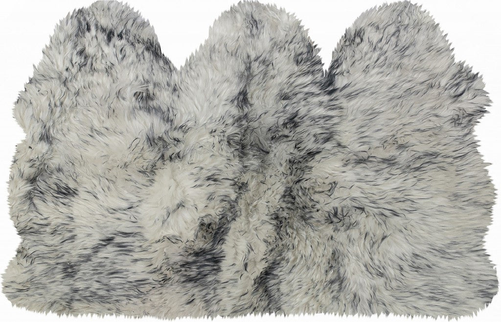 3' X 5' Gray Ombre Natural Sheepskin Area Rug-Area Rugs-DECOROLALA