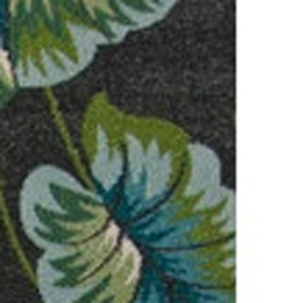 3' X 5' Gray Teal And Green Botanical Leaves Area Rug-Area Rugs-DECOROLALA
