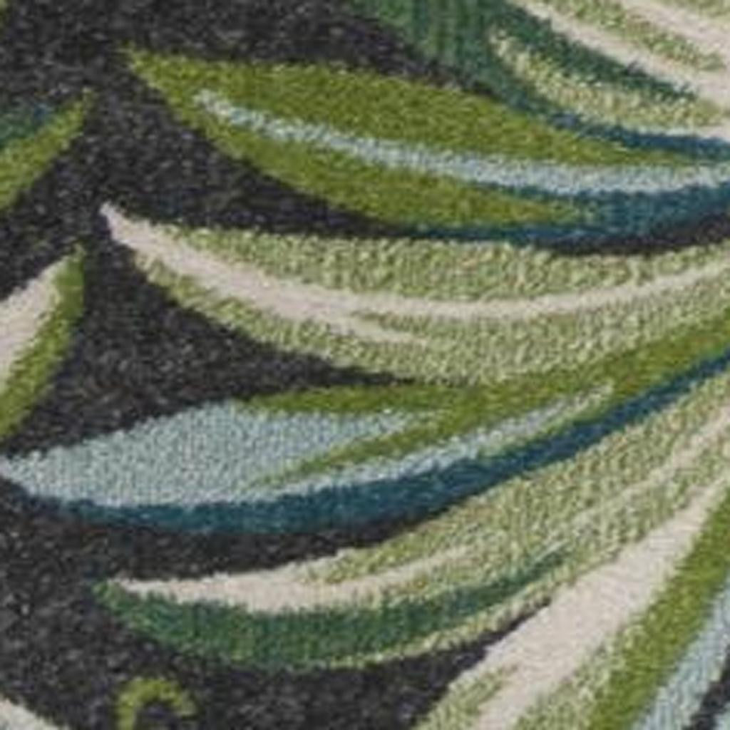 3' X 5' Gray Teal And Green Botanical Leaves Area Rug-Area Rugs-DECOROLALA