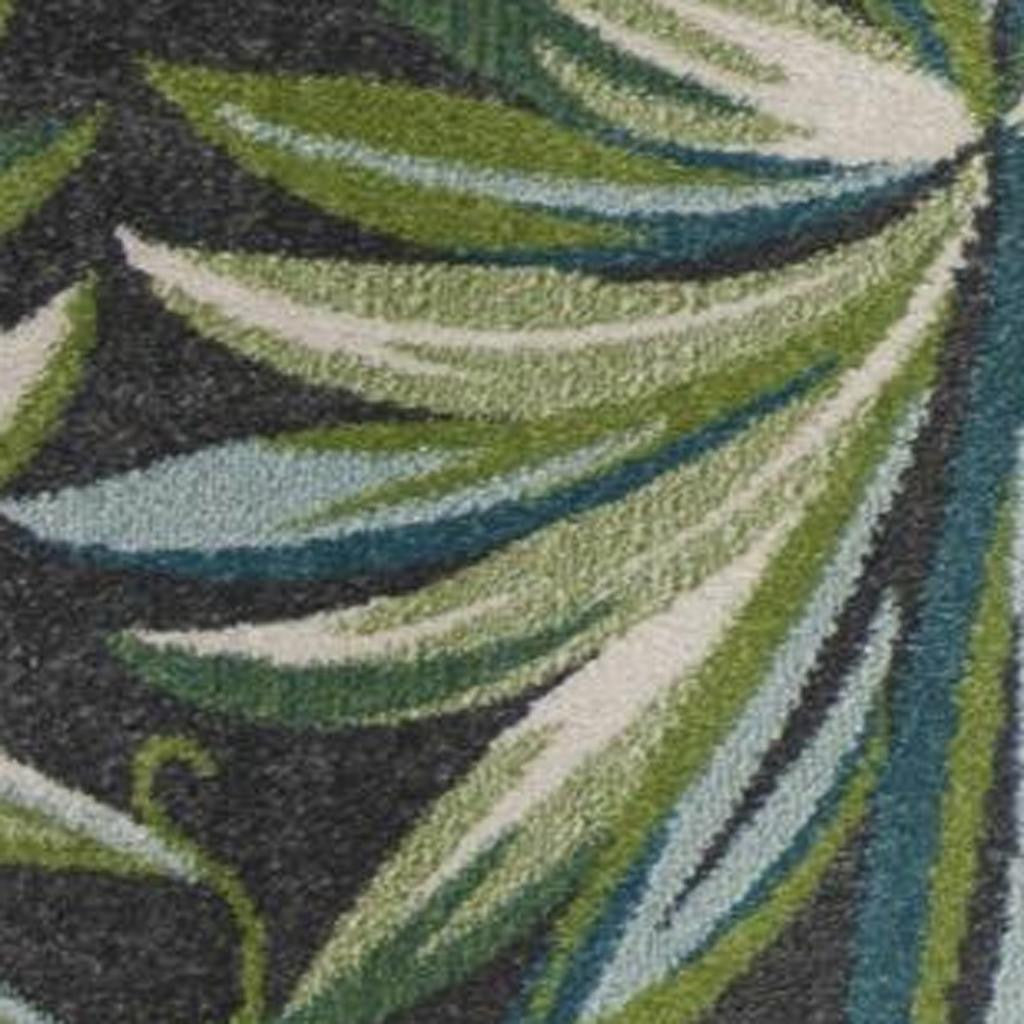 3' X 5' Gray Teal And Green Botanical Leaves Area Rug-Area Rugs-DECOROLALA