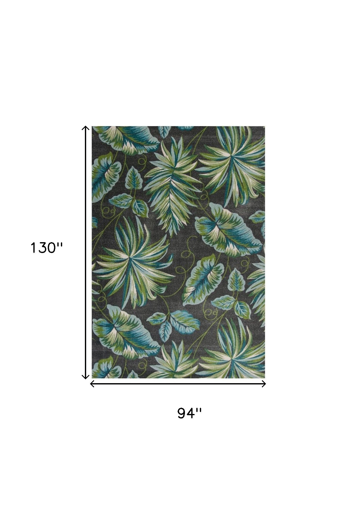 3' X 5' Gray Teal And Green Botanical Leaves Area Rug-Area Rugs-DECOROLALA