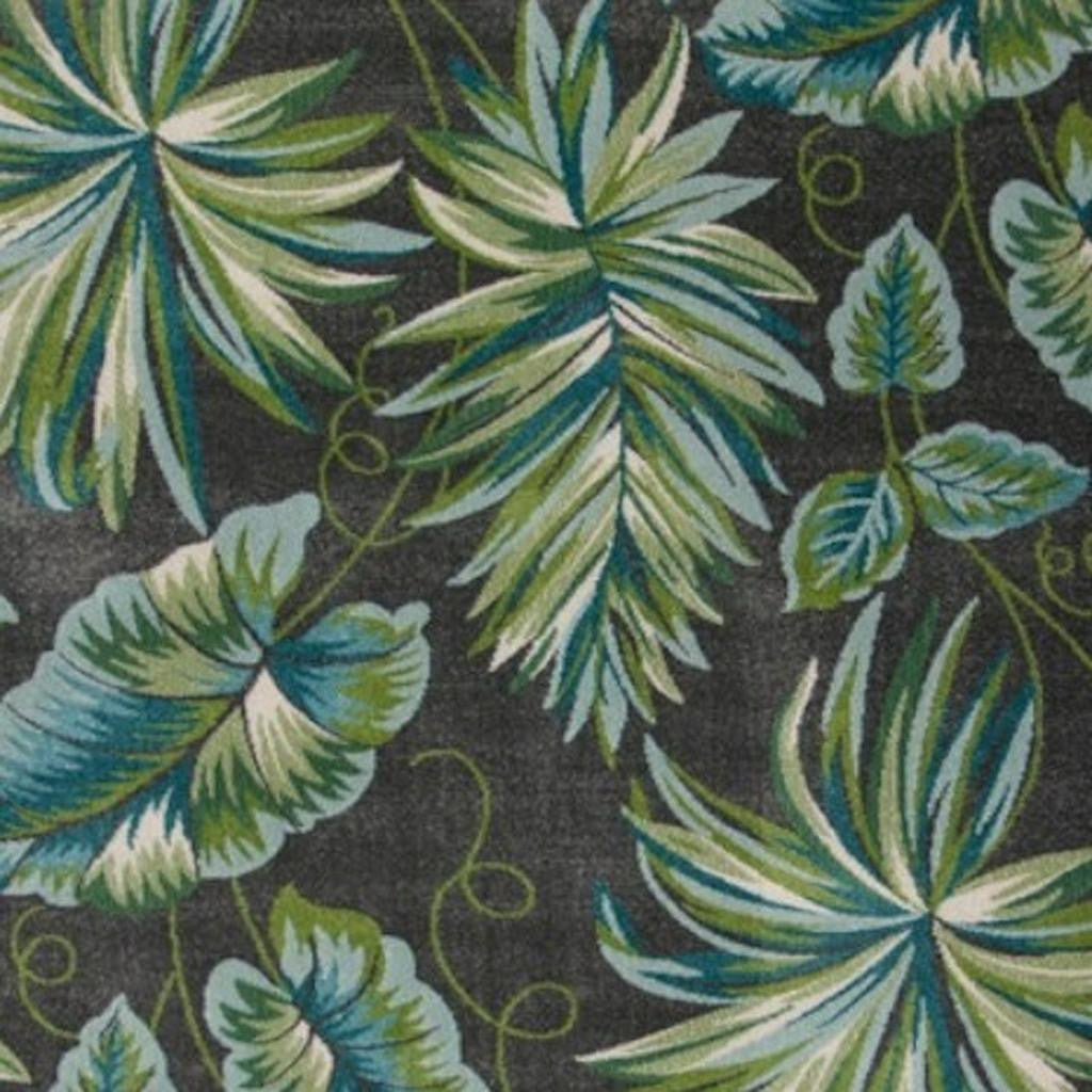 3' X 5' Gray Teal And Green Botanical Leaves Area Rug-Area Rugs-DECOROLALA