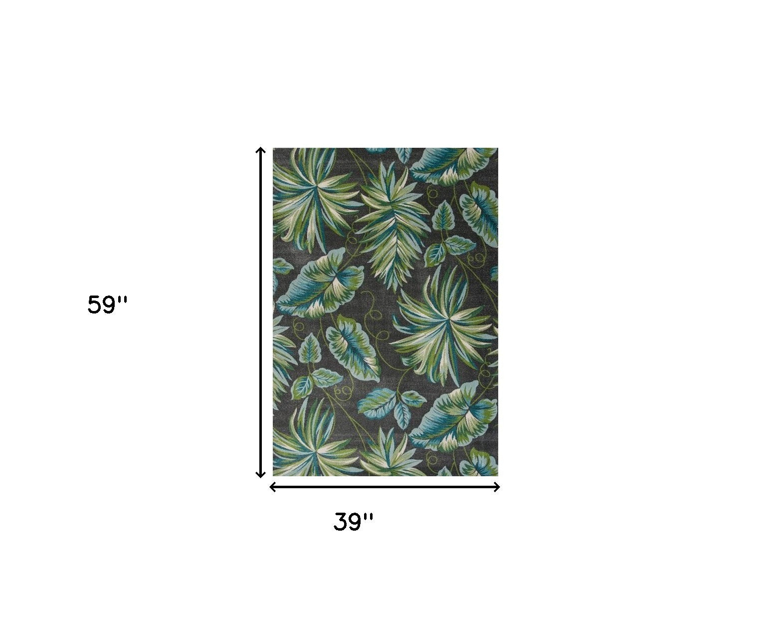 3' X 5' Gray Teal And Green Botanical Leaves Area Rug-Area Rugs-DECOROLALA