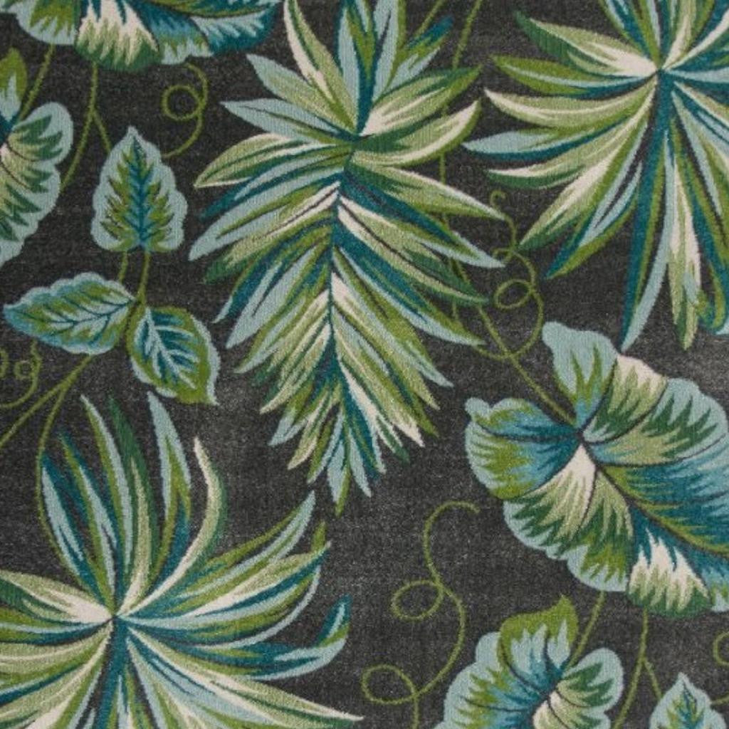 3' X 5' Gray Teal And Green Botanical Leaves Area Rug-Area Rugs-DECOROLALA
