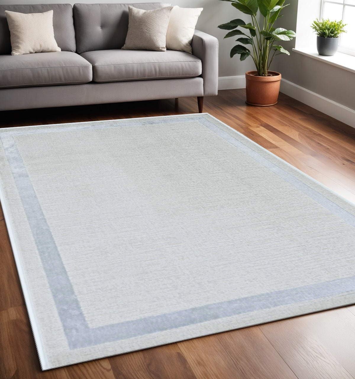3' X 5' Gray and Ivory Area Rug-Area Rugs-DECOROLALA
