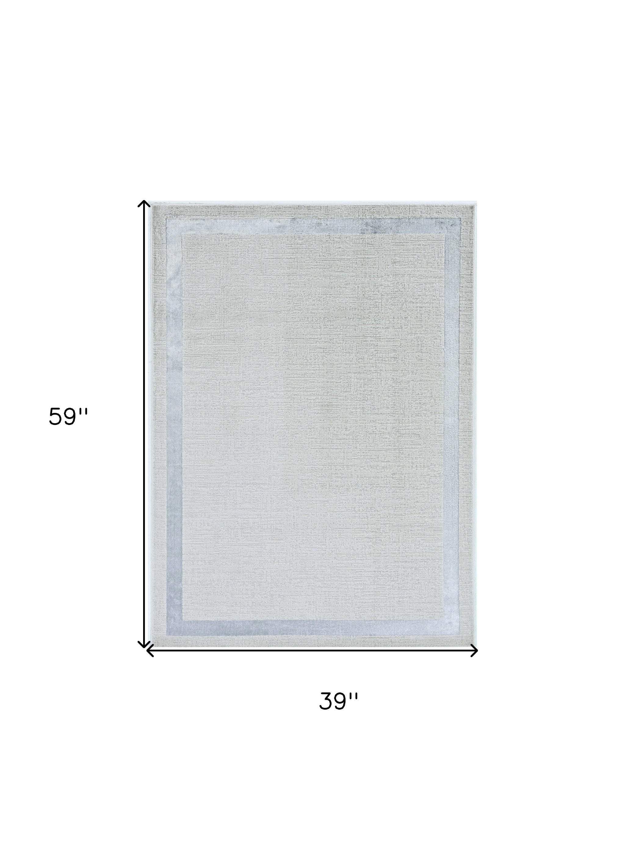 3' X 5' Gray and Ivory Area Rug-Area Rugs-DECOROLALA