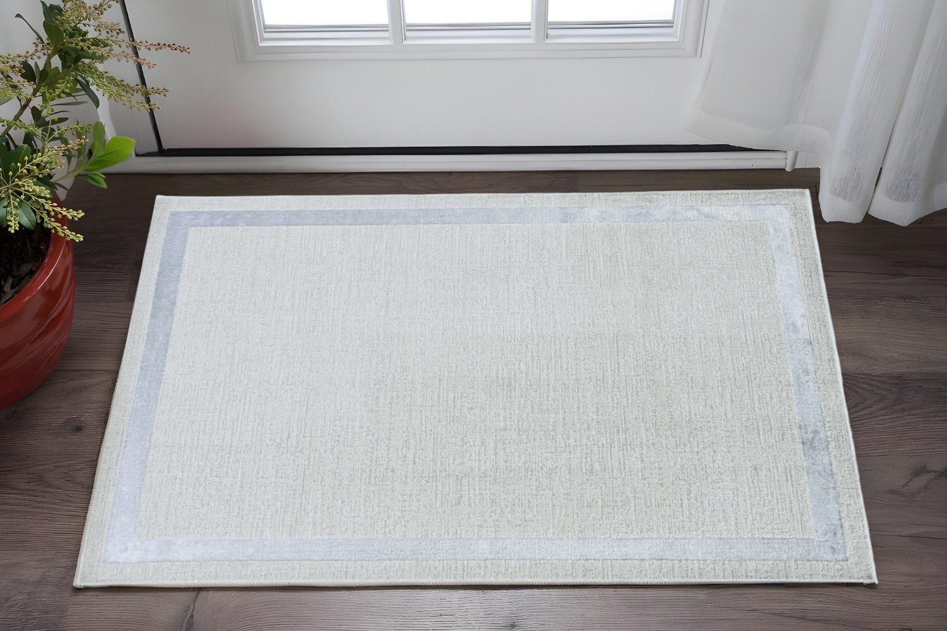 3' X 5' Gray and Ivory Area Rug-Area Rugs-DECOROLALA