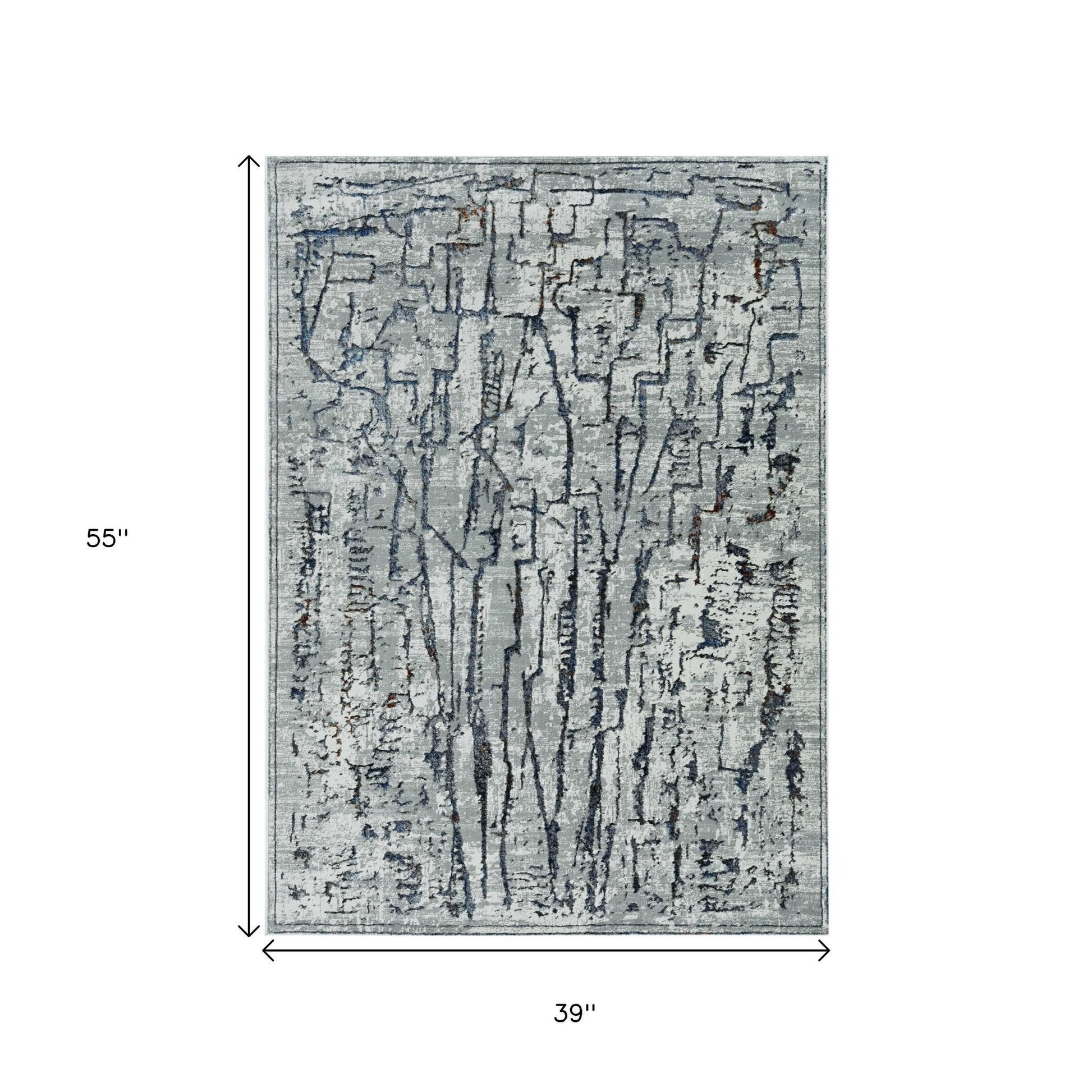 3' X 5' Grey Abstract Lines Area Rug-Area Rugs-DECOROLALA