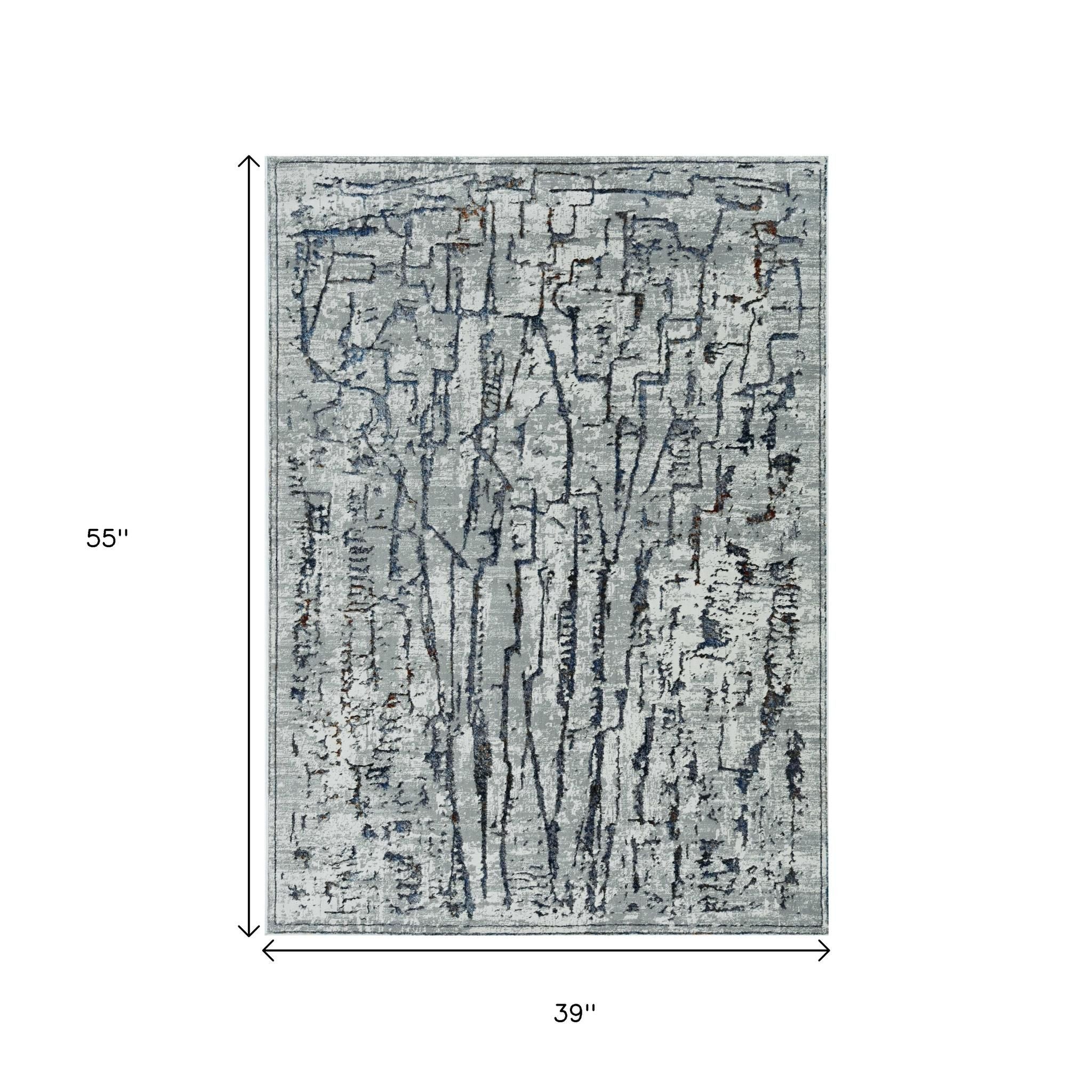 3' X 5' Grey Abstract Lines Area Rug-Area Rugs-DECOROLALA