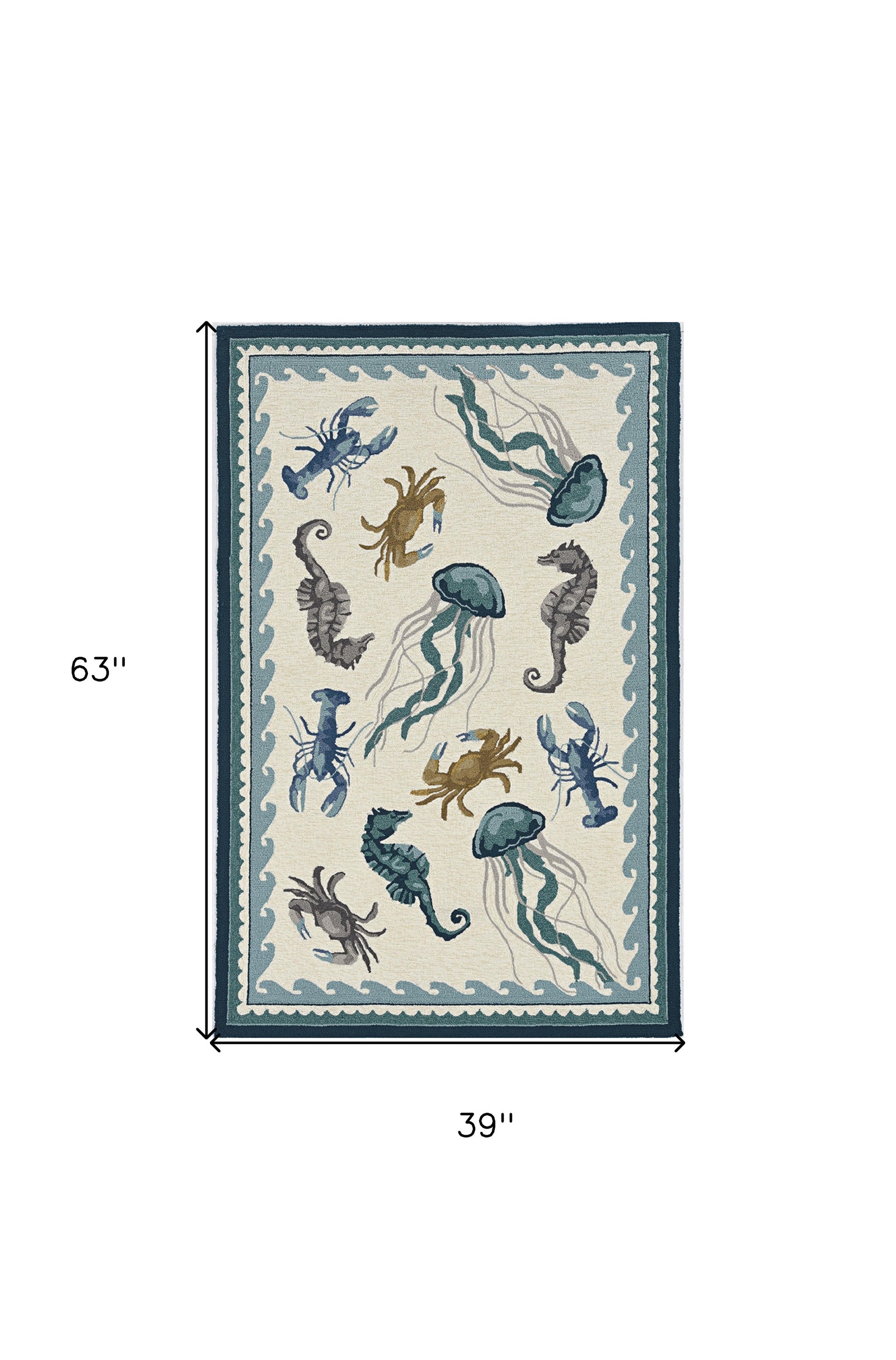 3' X 5' Ivory Abstract Handmade Indoor Outdoor Area Rug-Outdoor Rugs-DECOROLALA