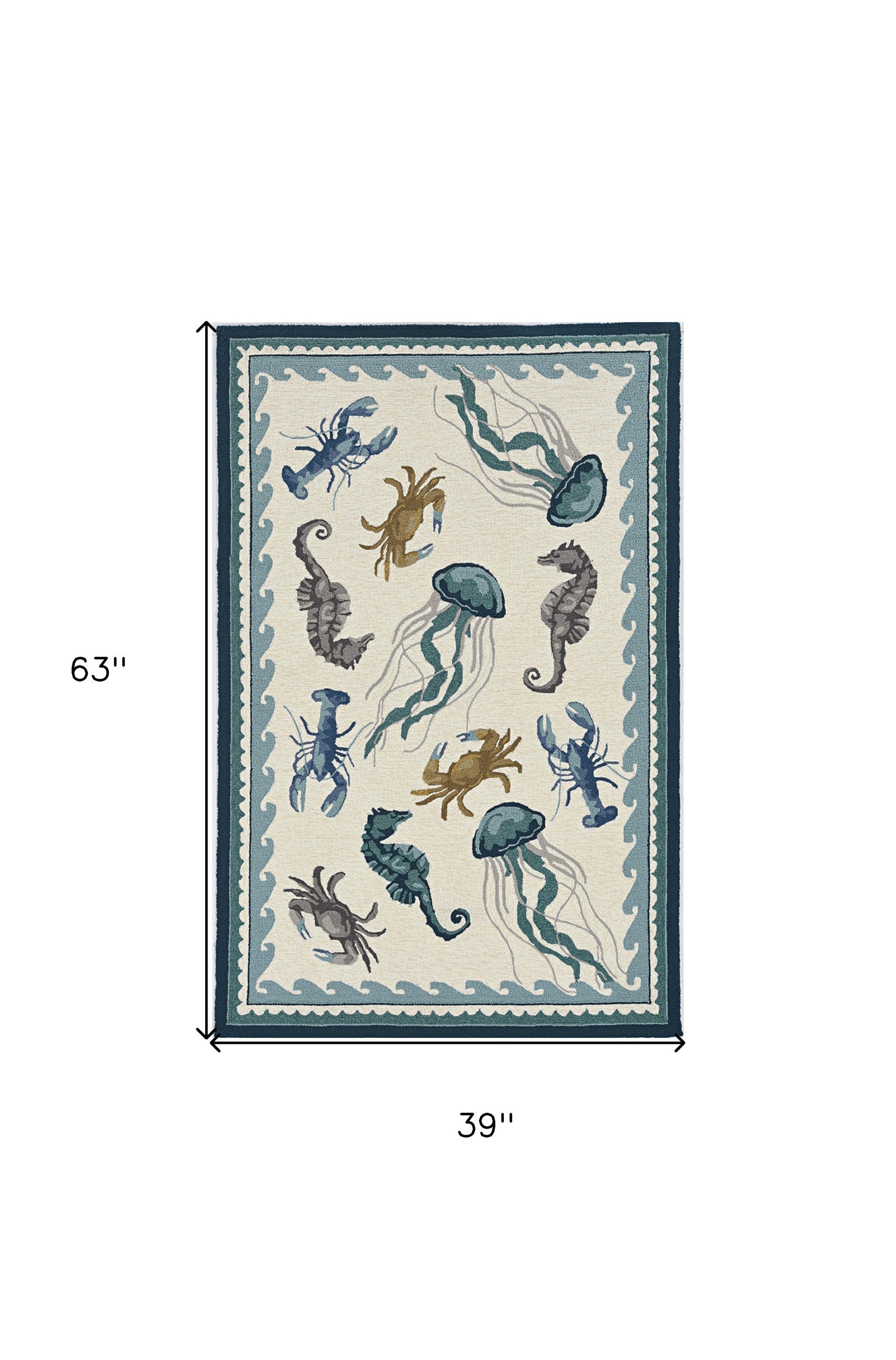 3' X 5' Ivory Abstract Handmade Indoor Outdoor Area Rug-Outdoor Rugs-DECOROLALA