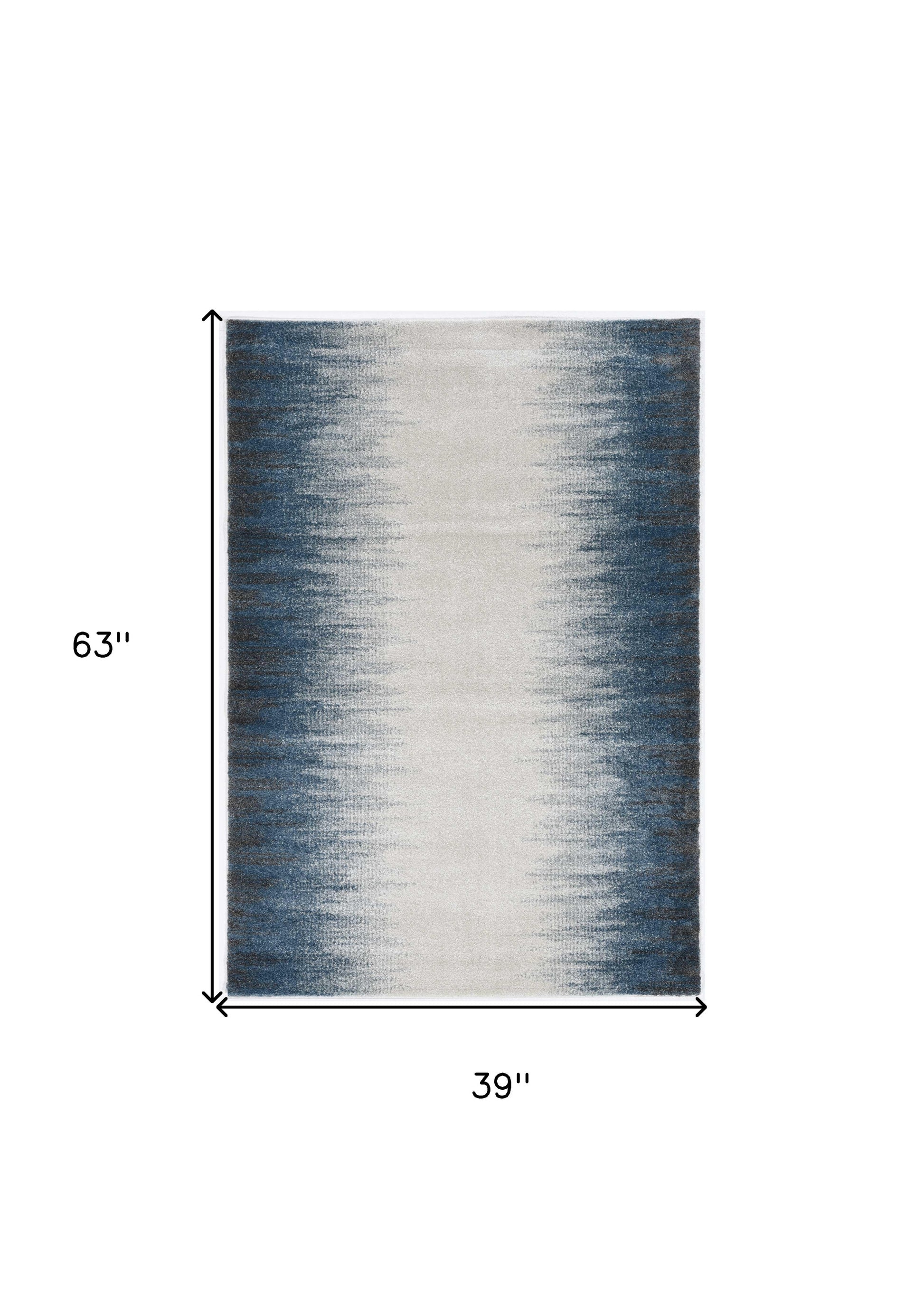 3' X 5' Ivory And Blue Abstract Area Rug-Area Rugs-DECOROLALA