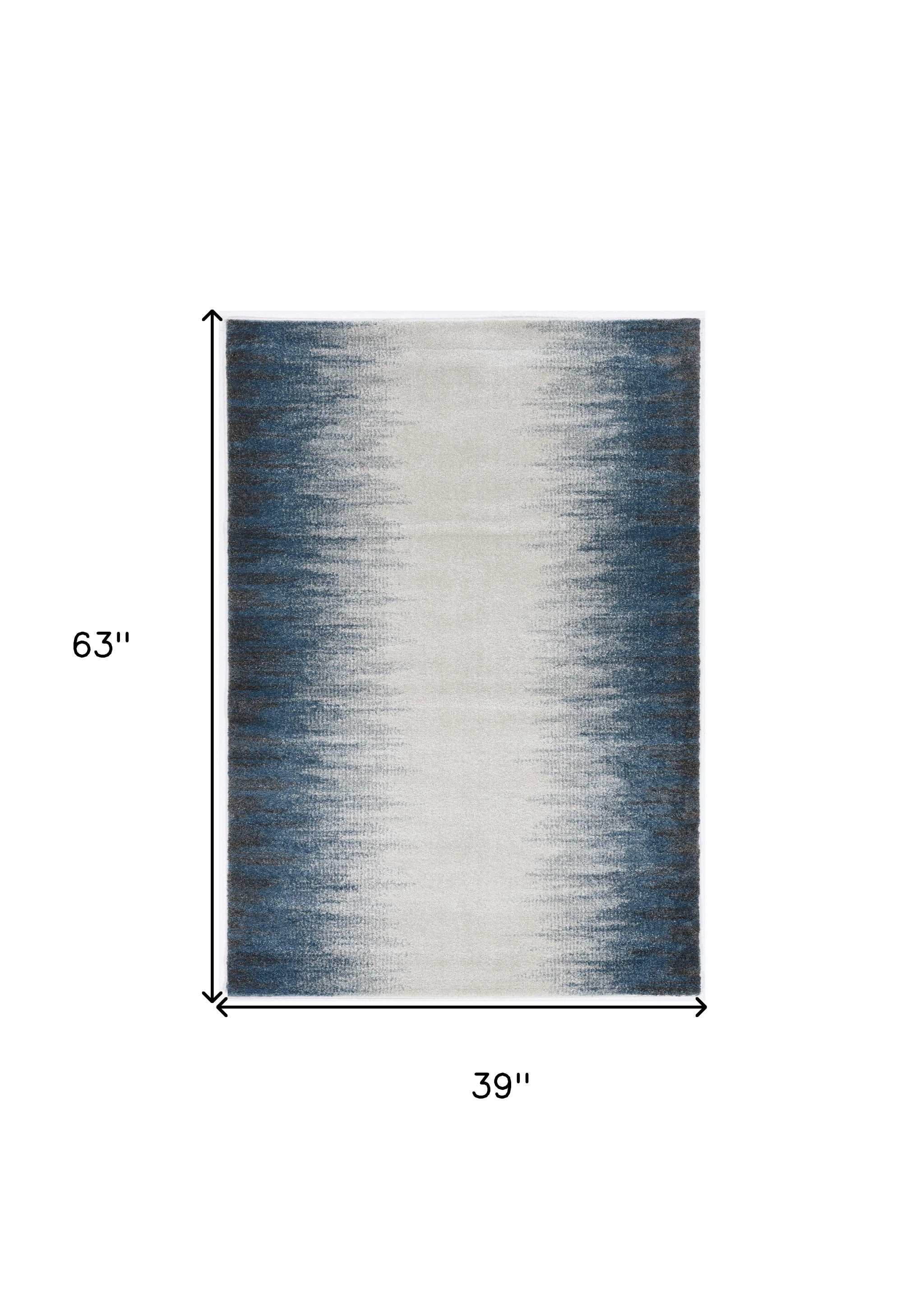 3' X 5' Ivory And Blue Abstract Area Rug-Area Rugs-DECOROLALA