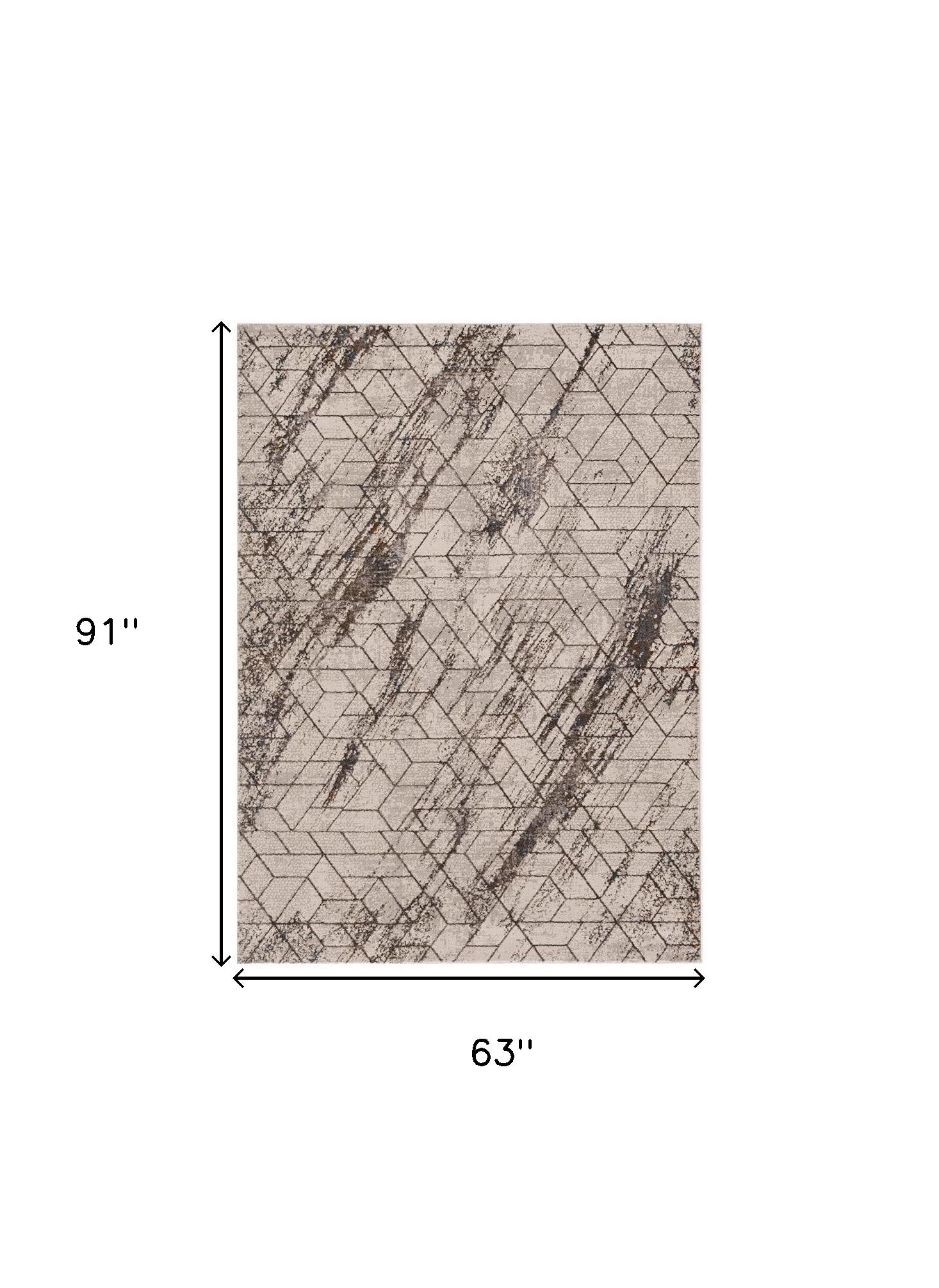 3' X 5' Ivory And Brown Geometric Area Rug-Area Rugs-DECOROLALA