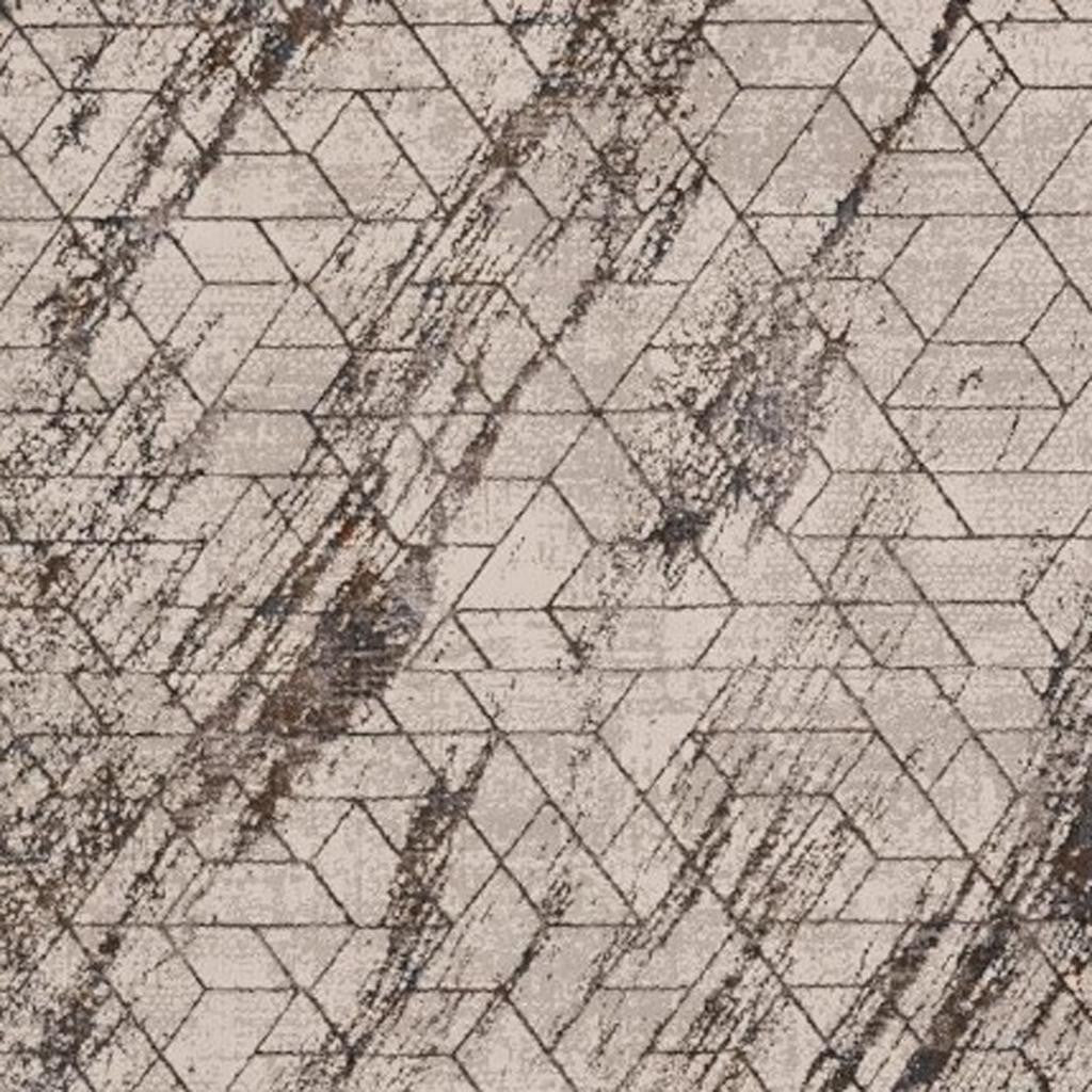 3' X 5' Ivory And Brown Geometric Area Rug-Area Rugs-DECOROLALA