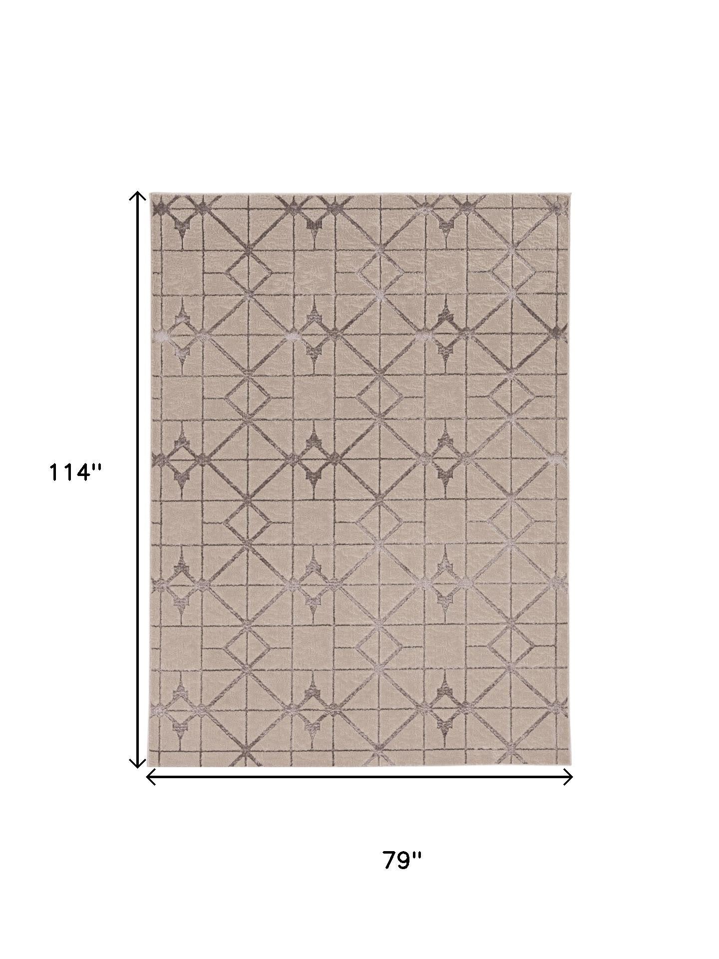 3' X 5' Ivory And Brown Geometric Area Rug-Area Rugs-DECOROLALA