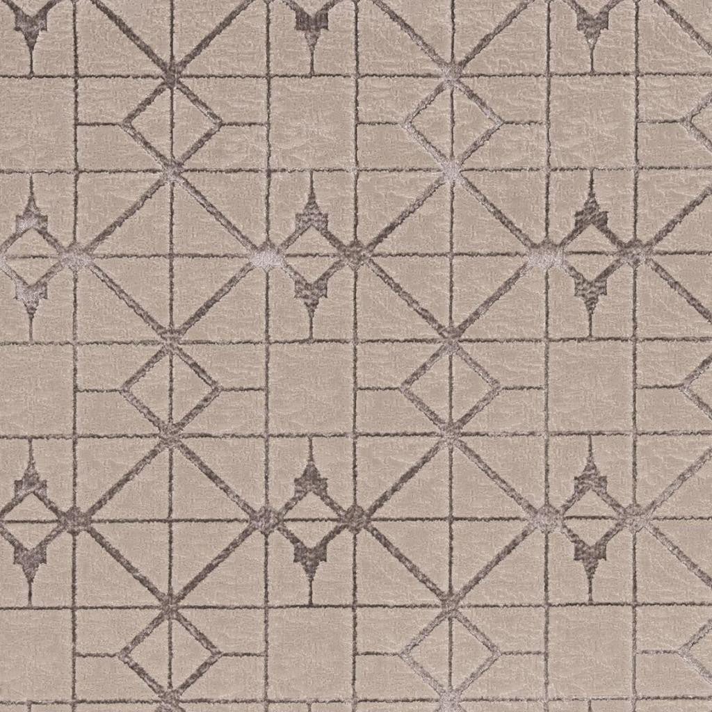 3' X 5' Ivory And Brown Geometric Area Rug-Area Rugs-DECOROLALA