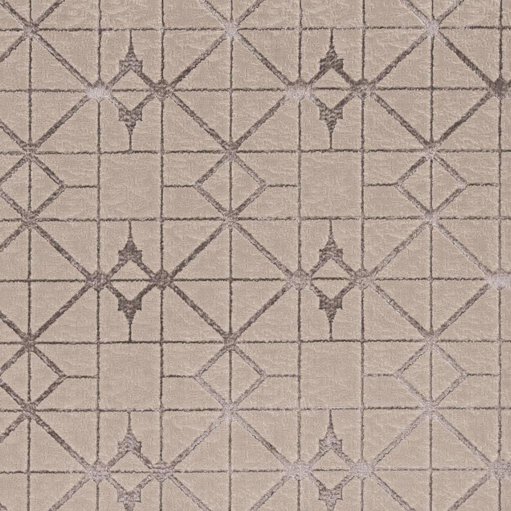 3' X 5' Ivory And Brown Geometric Area Rug-Area Rugs-DECOROLALA