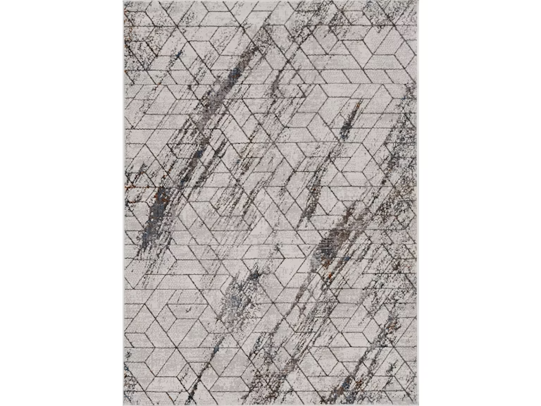 3' X 5' Ivory And Brown Geometric Area Rug-Area Rugs-DECOROLALA
