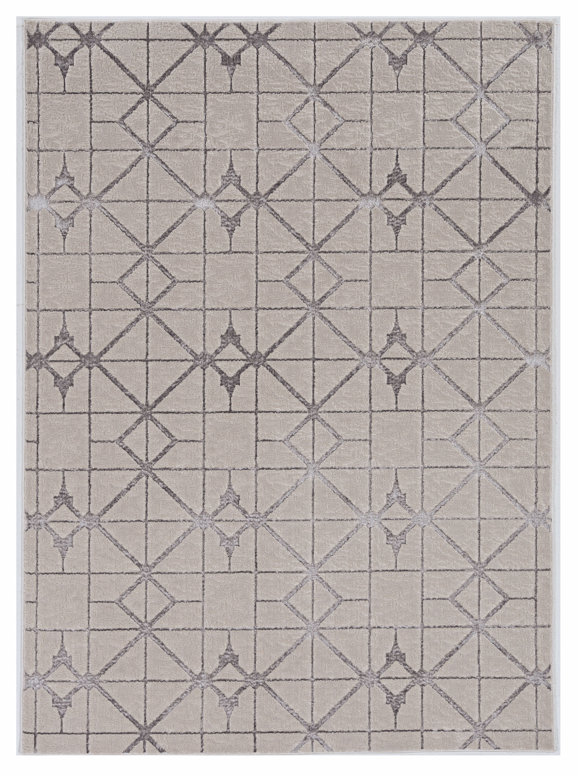 3' X 5' Ivory And Brown Geometric Area Rug-Area Rugs-DECOROLALA