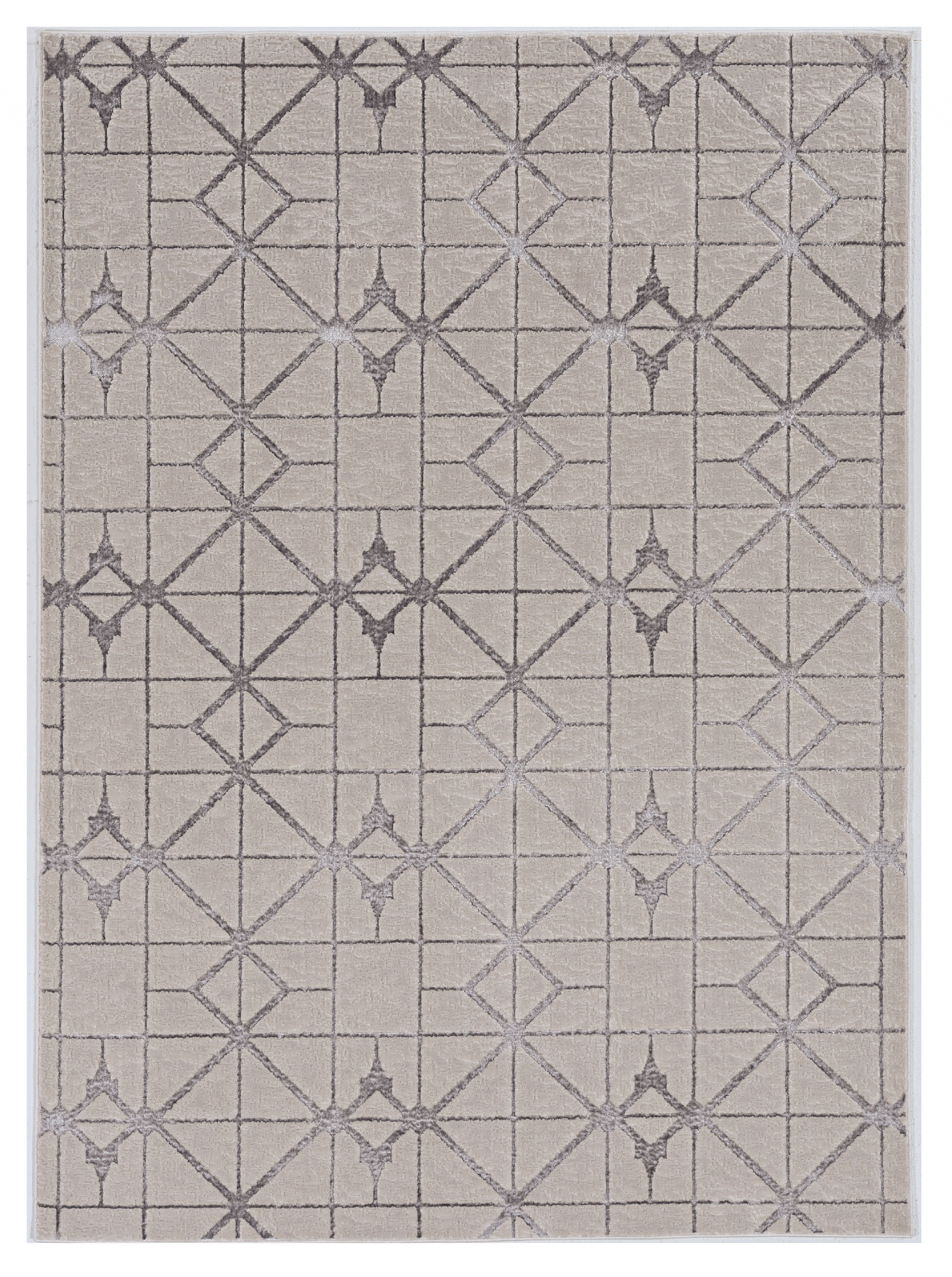 3' X 5' Ivory And Brown Geometric Area Rug-Area Rugs-DECOROLALA