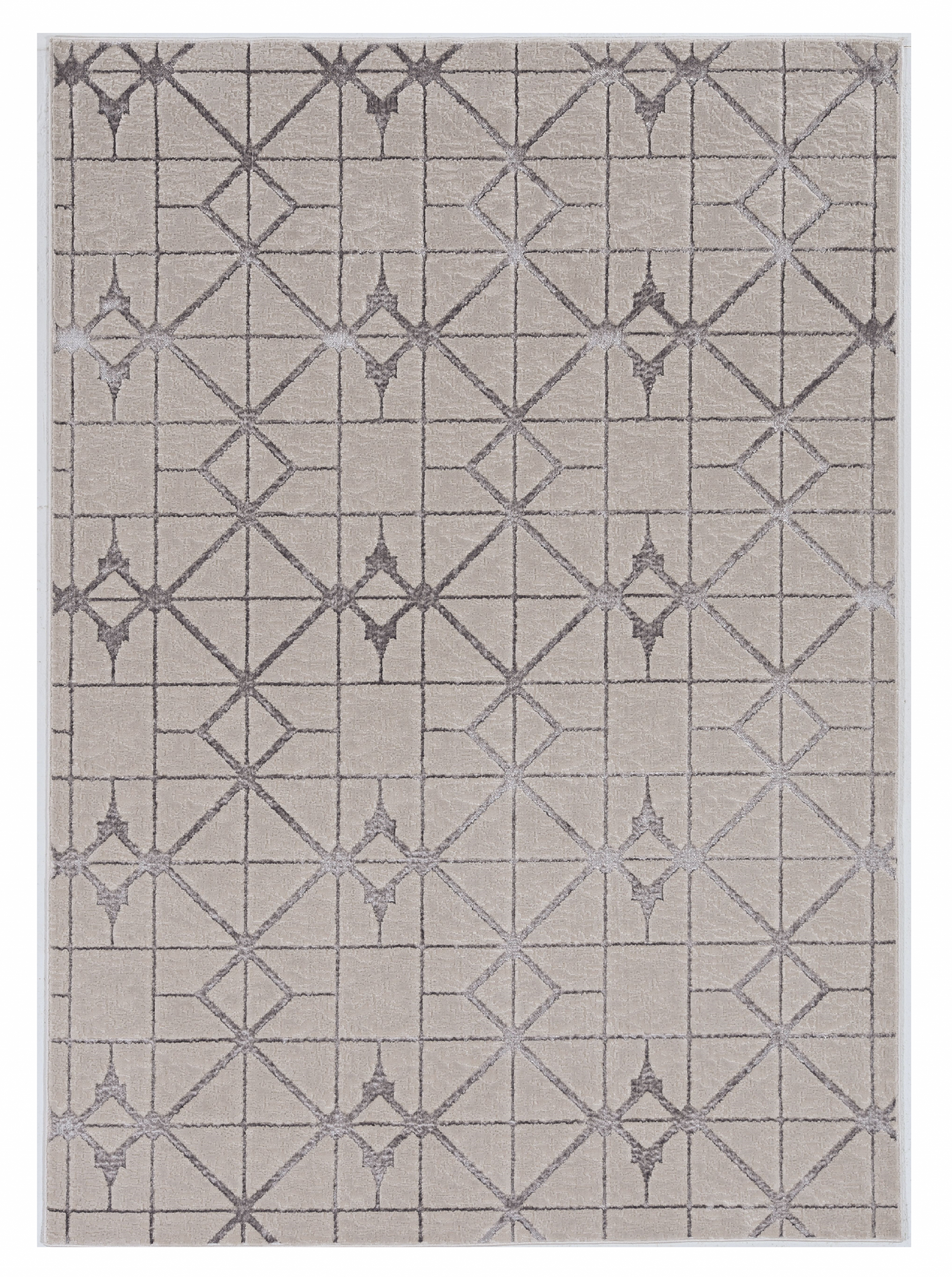 3' X 5' Ivory And Brown Geometric Area Rug-Area Rugs-DECOROLALA