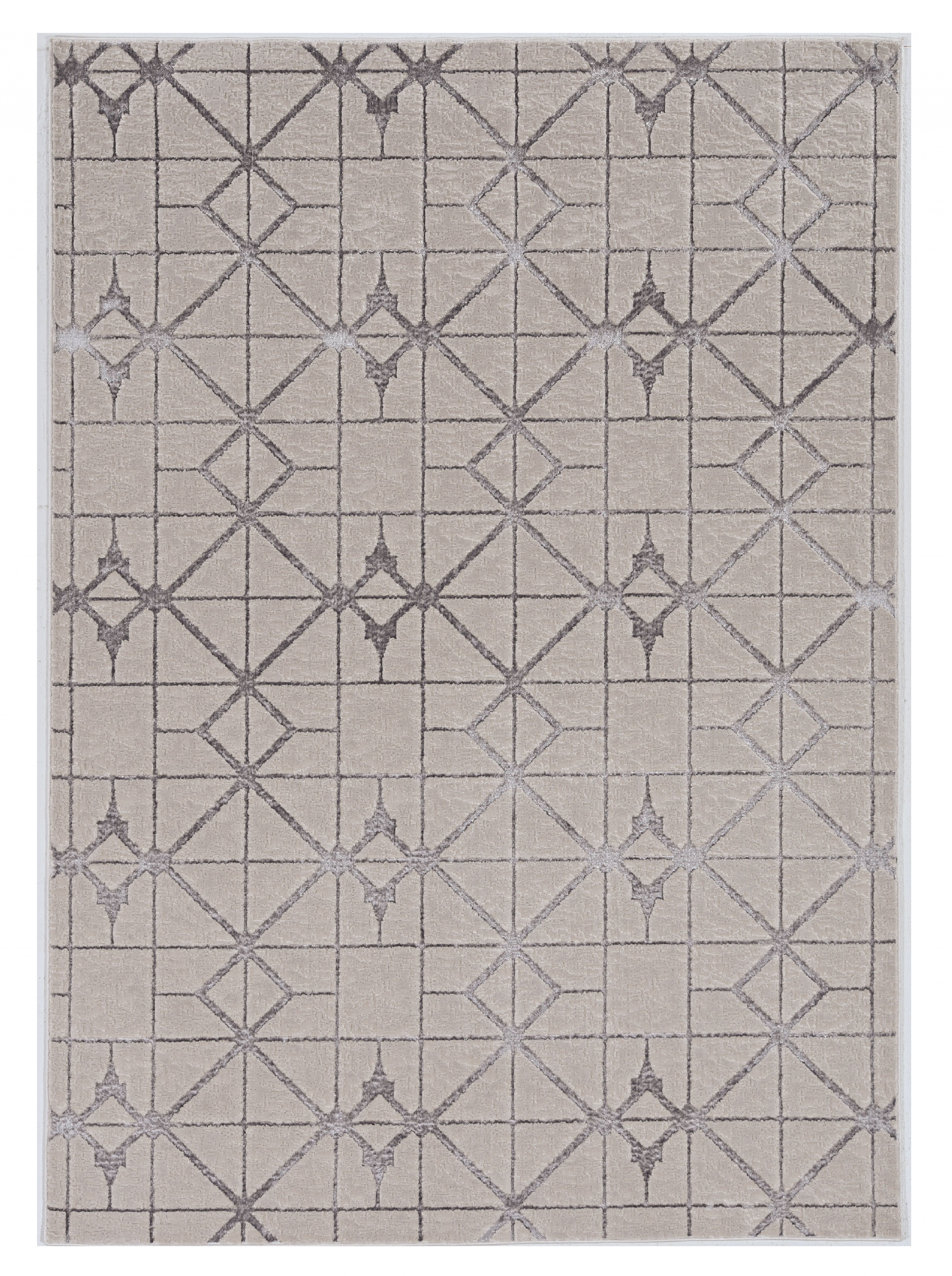 3' X 5' Ivory And Brown Geometric Area Rug-Area Rugs-DECOROLALA