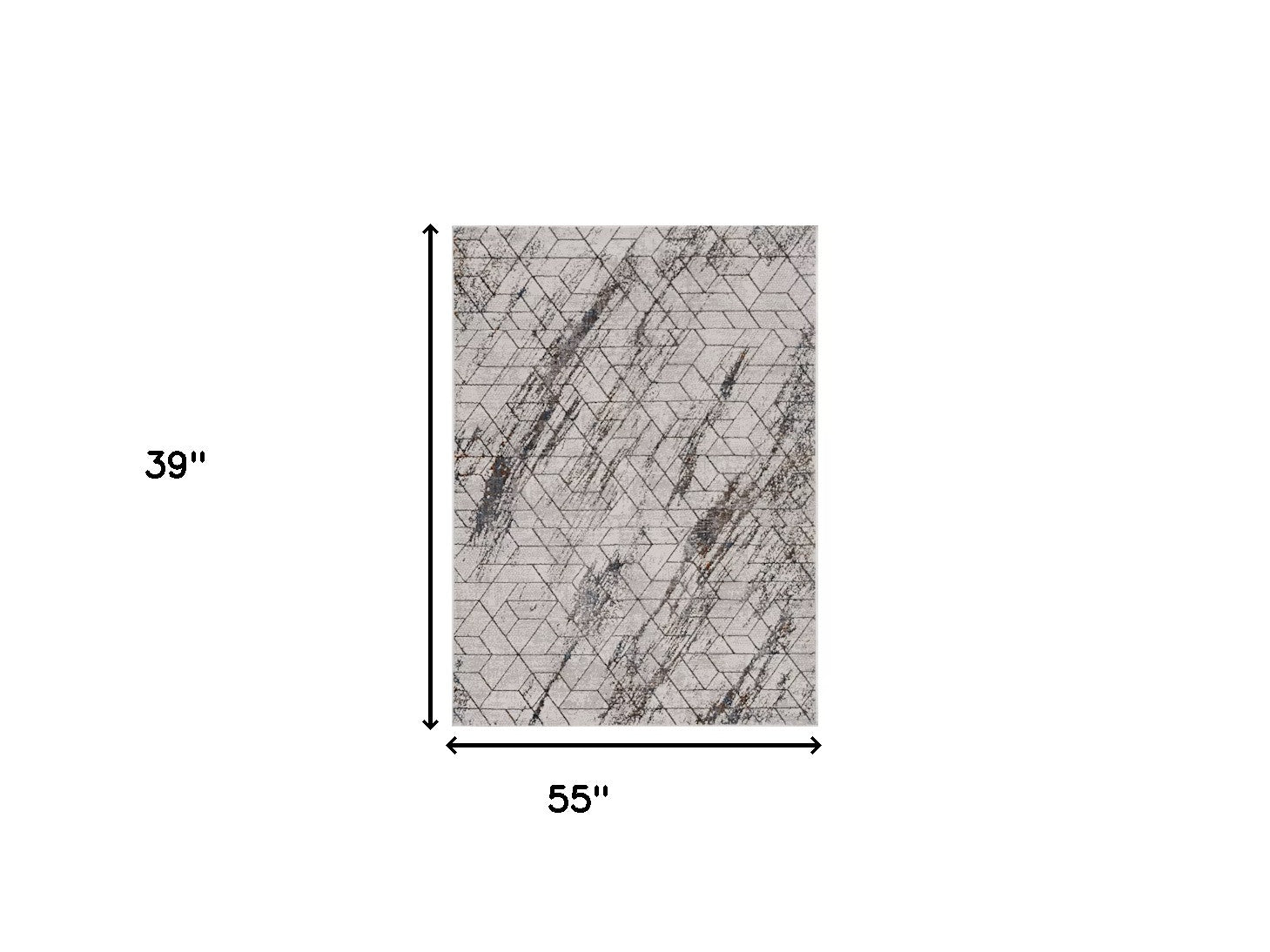 3' X 5' Ivory And Brown Geometric Area Rug-Area Rugs-DECOROLALA