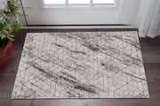 3' X 5' Ivory And Brown Geometric Area Rug-Area Rugs-DECOROLALA