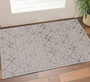 3' X 5' Ivory And Brown Geometric Area Rug-Area Rugs-DECOROLALA