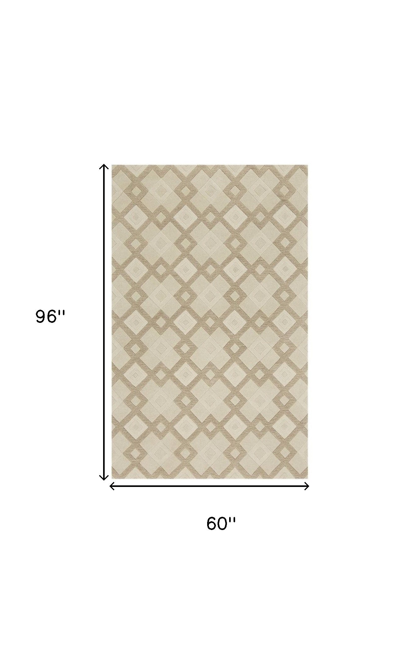 3' X 5' Ivory And Brown Wool Geometric Hand Tufted Area Rug-Area Rugs-DECOROLALA