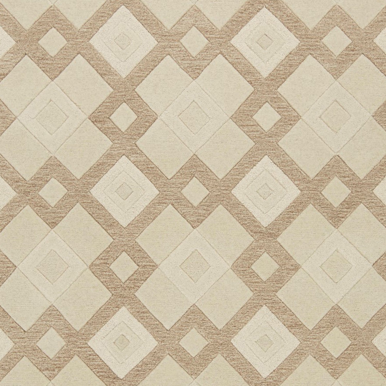 3' X 5' Ivory And Brown Wool Geometric Hand Tufted Area Rug-Area Rugs-DECOROLALA
