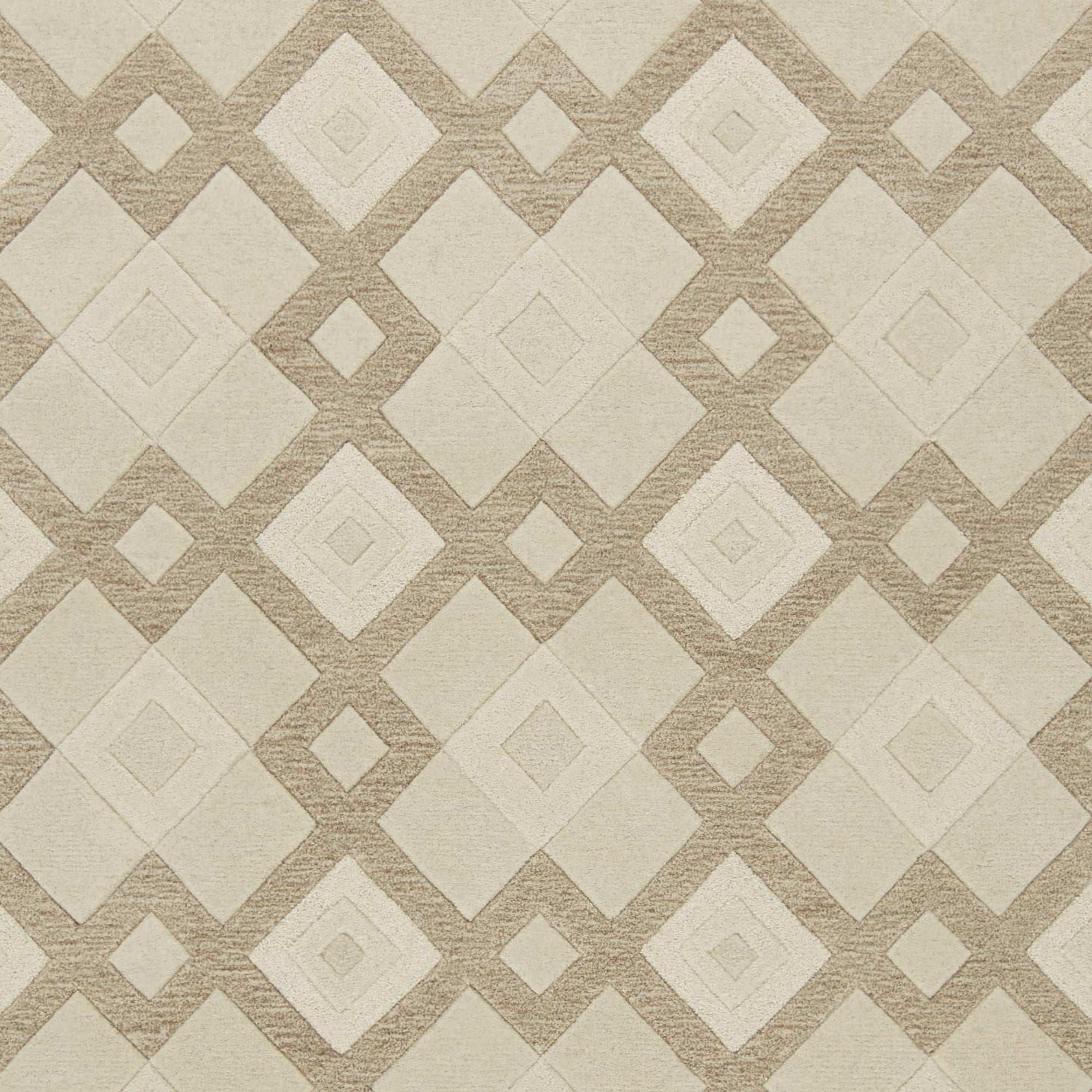 3' X 5' Ivory And Brown Wool Geometric Hand Tufted Area Rug-Area Rugs-DECOROLALA