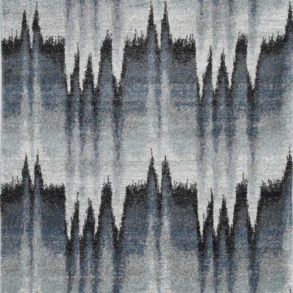 3' X 5' Ivory Blue And Gray Abstract Area Rug-Area Rugs-DECOROLALA