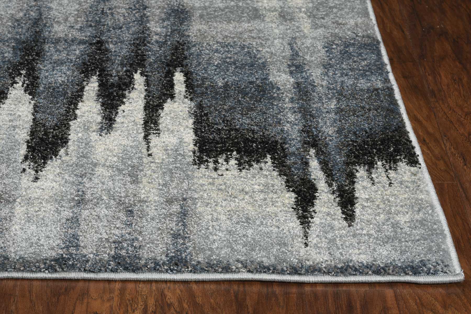 3' X 5' Ivory Blue And Gray Abstract Area Rug-Area Rugs-DECOROLALA