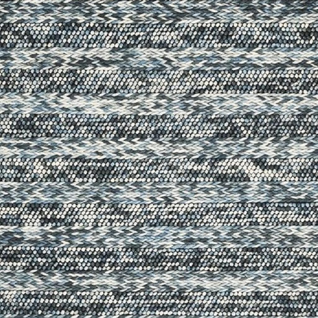 3' X 5' Ivory Blue And Gray Wool Striped Hand Woven Area Rug-Area Rugs-DECOROLALA