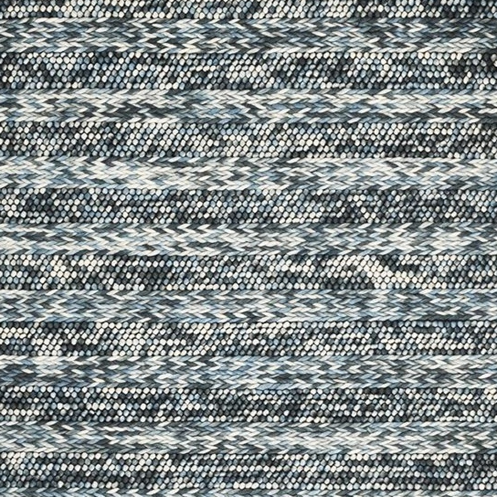 3' X 5' Ivory Blue And Gray Wool Striped Hand Woven Area Rug-Area Rugs-DECOROLALA