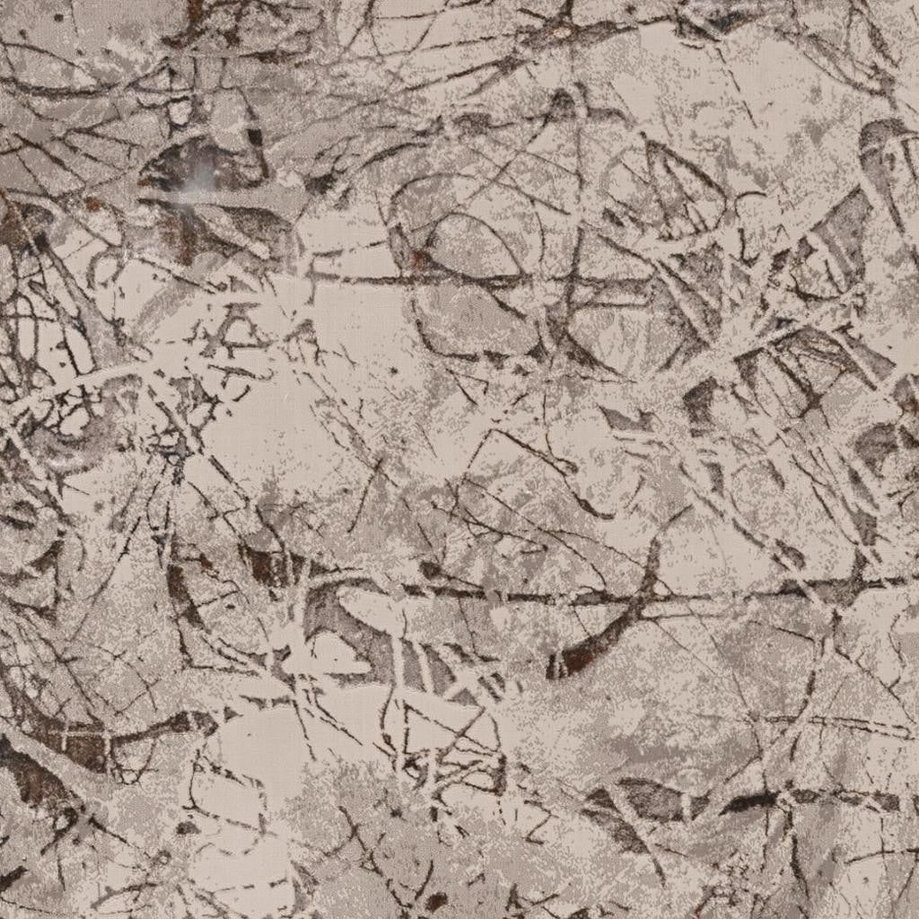 3' X 5' Ivory Gray And Brown Abstract Area Rug-Area Rugs-DECOROLALA