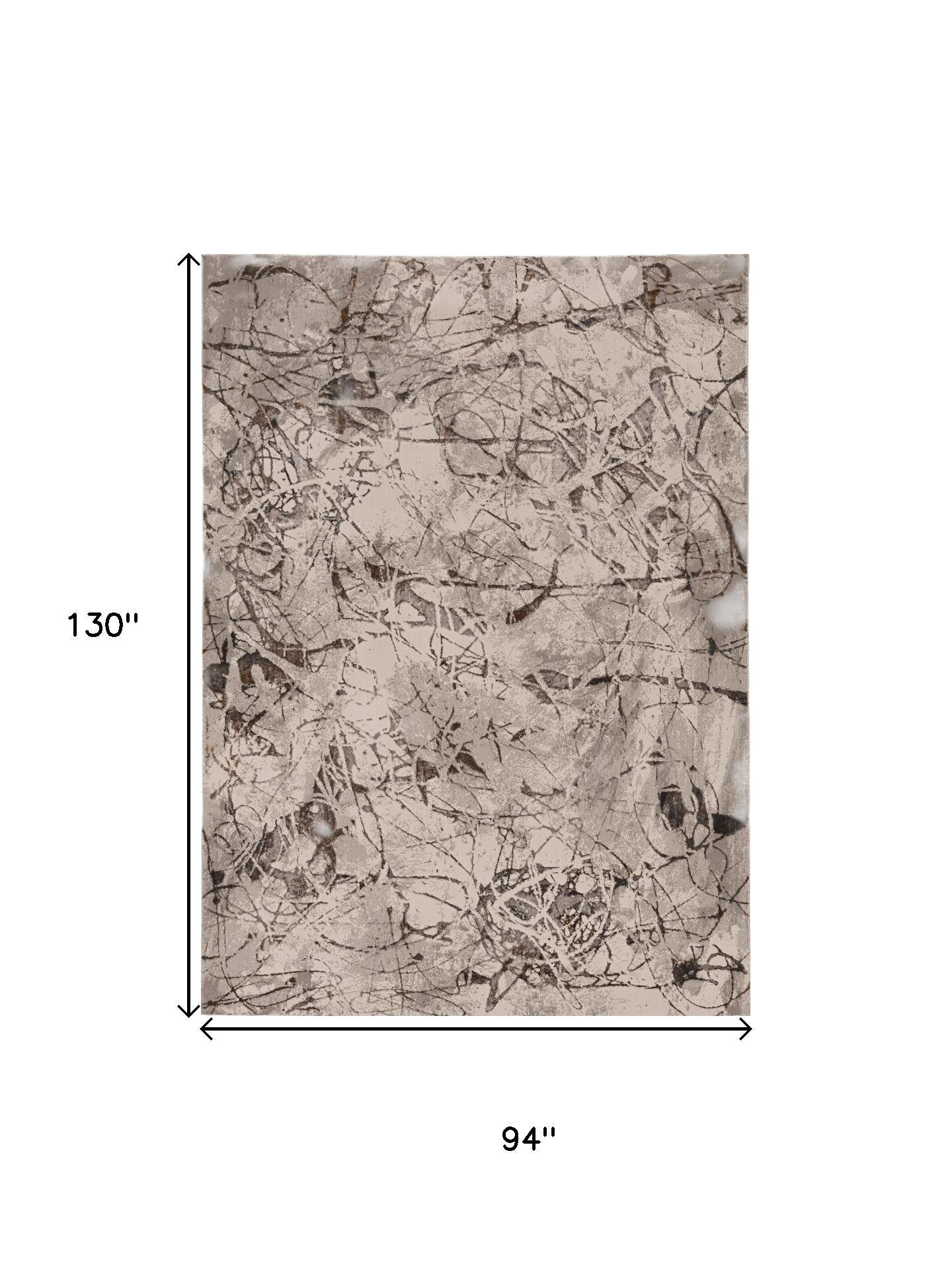 3' X 5' Ivory Gray And Brown Abstract Area Rug-Area Rugs-DECOROLALA