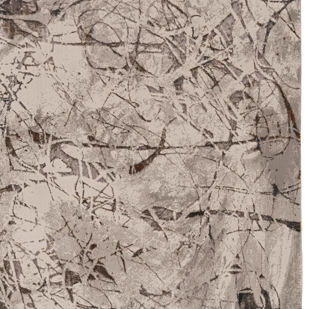 3' X 5' Ivory Gray And Brown Abstract Area Rug-Area Rugs-DECOROLALA