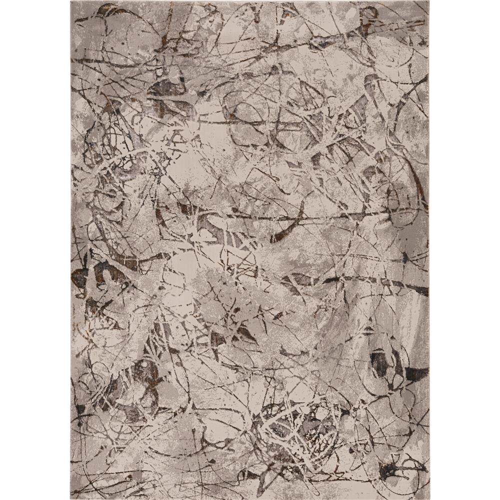 3' X 5' Ivory Gray And Brown Abstract Area Rug-Area Rugs-DECOROLALA