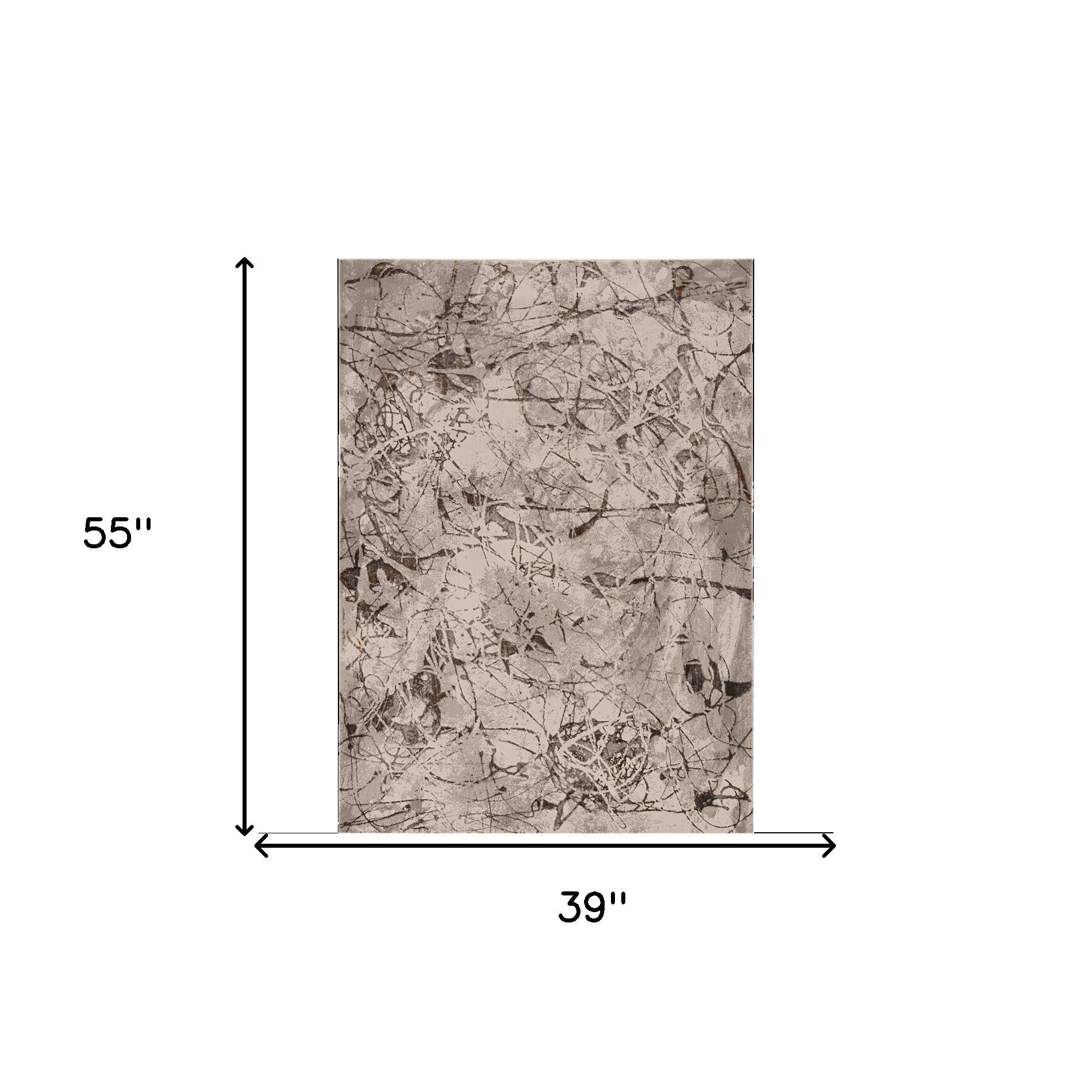 3' X 5' Ivory Gray And Brown Abstract Area Rug-Area Rugs-DECOROLALA