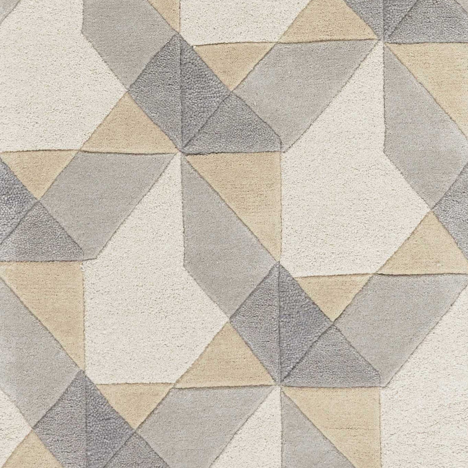 3' X 5' Ivory Gray And Cream Wool Geometric Area Rug-Area Rugs-DECOROLALA