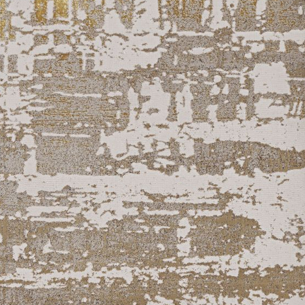 3' X 5' Ivory Taupe And Gold Abstract Area Rug-Area Rugs-DECOROLALA