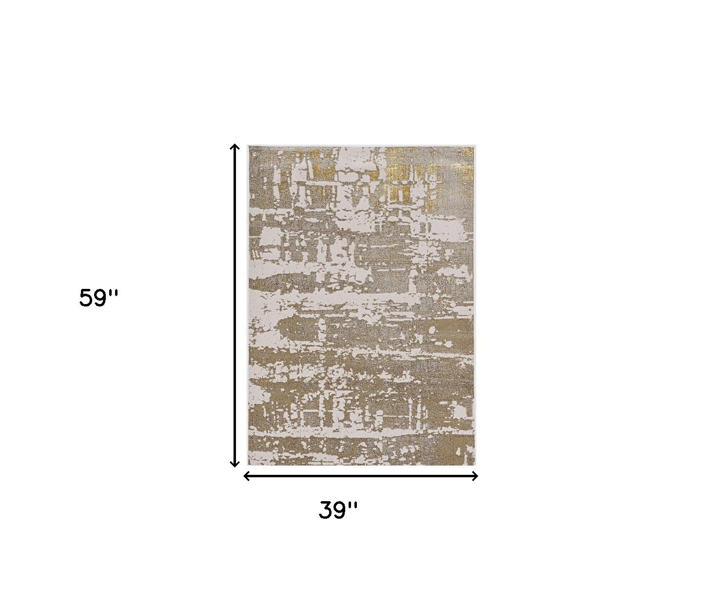 3' X 5' Ivory Taupe And Gold Abstract Area Rug-Area Rugs-DECOROLALA